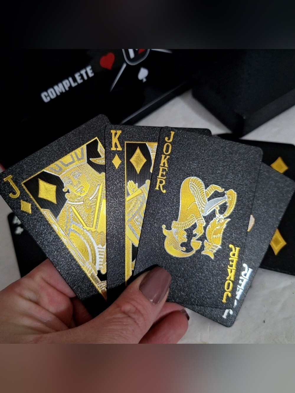 Complete Poker Set With Mat Texas Hold'em Poker With Holographic Cards Used